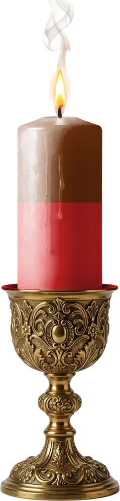 Vela Marrom e Vermelha