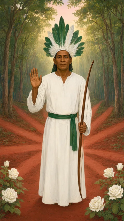 Illustration of Caboclo das Sete Encruzilhadas in sacred art