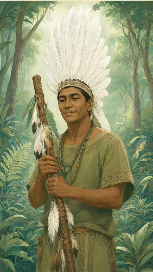 Ilustração de Caboclo Pena Branca em arte sacra