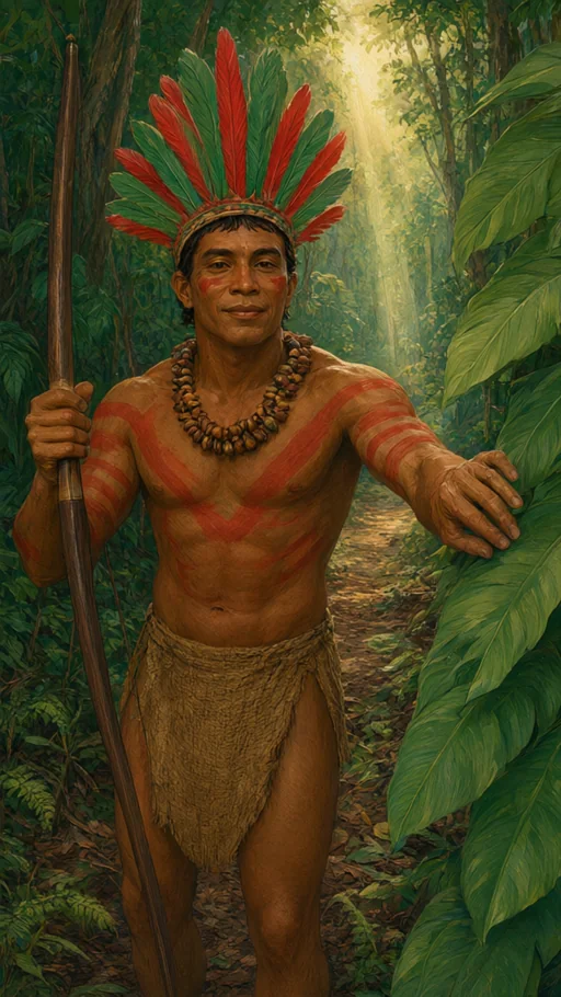 Illustration of Caboclo Rompe Mato in sacred art