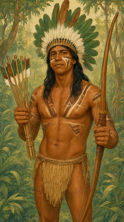 Ilustração de Caboclo Sete Flechas em arte sacra