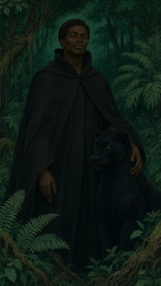Illustration of Exu Pantera Negra in sacred art
