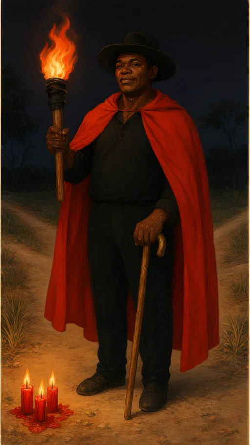 Illustration of Exu Pinga Fogo in sacred art