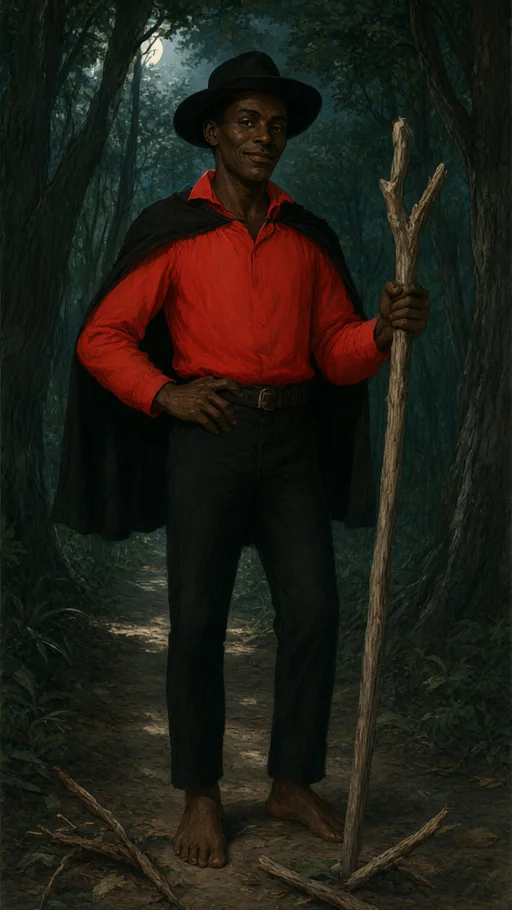 Illustration of Exu Quebra Galho in sacred art