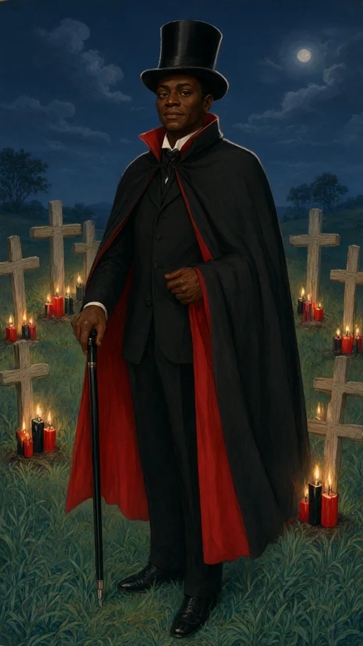 Illustration of Exu Sete Cruzes in sacred art