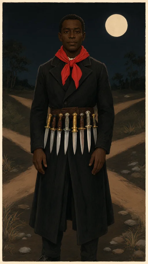 Illustration of Exu Sete Facas in sacred art