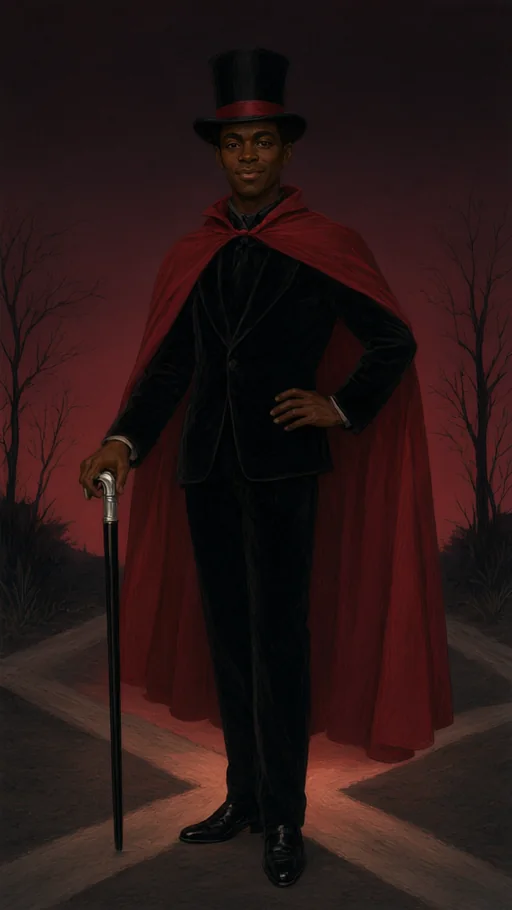 Ilustração de Exu Veludo em arte sacra