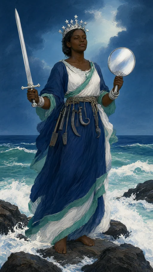 Illustration of Iemanjá Ogunté in sacred art