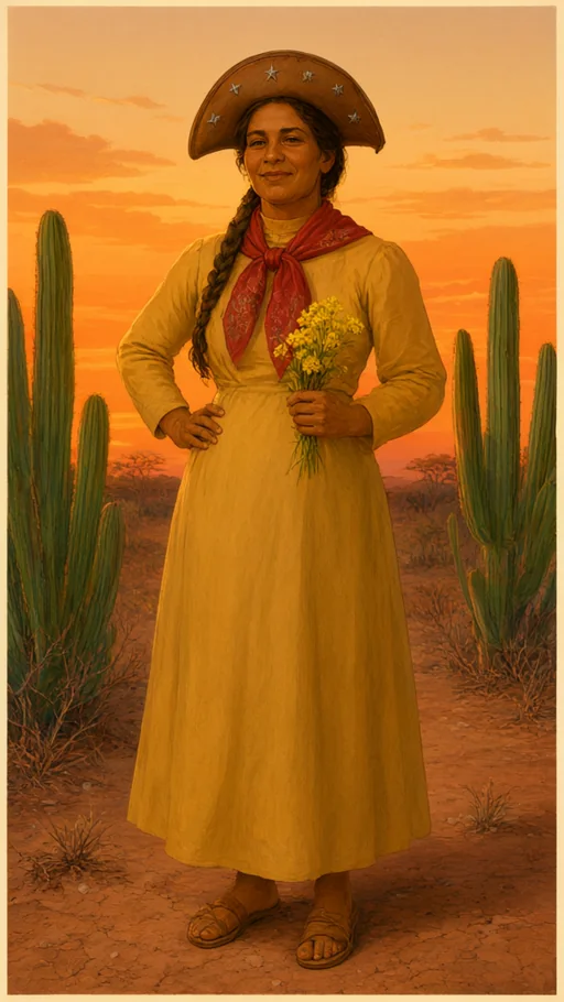 Illustration of Maria Bonita in sacred art