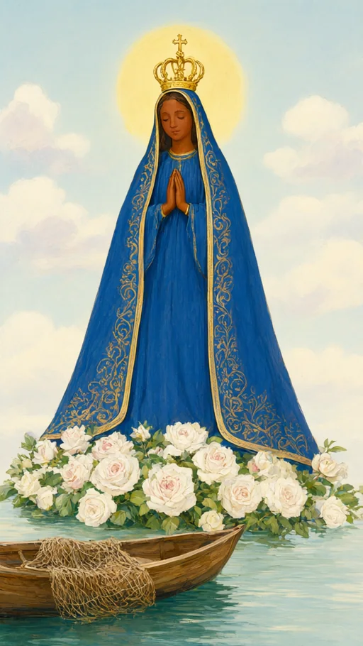 Ilustração de Nossa Senhora Aparecida em arte sacra