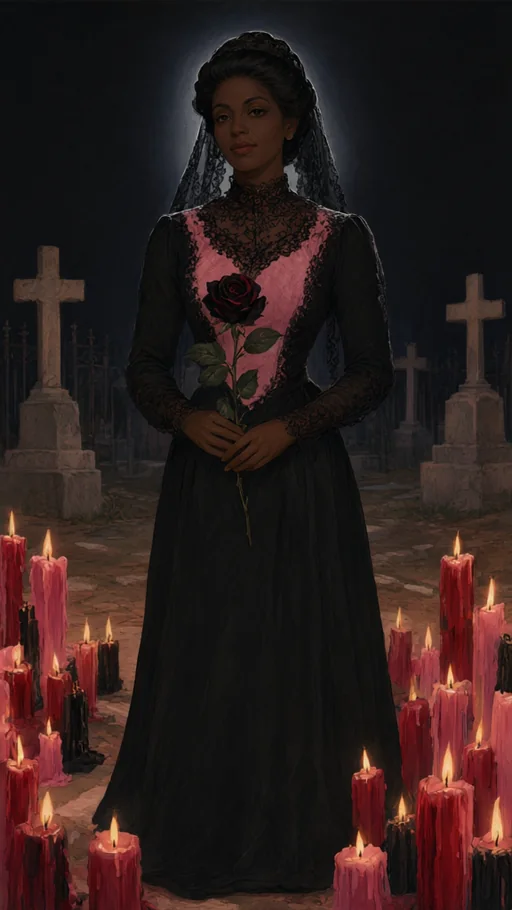 Ilustração de Pombagira Rosa Negra em arte sacra