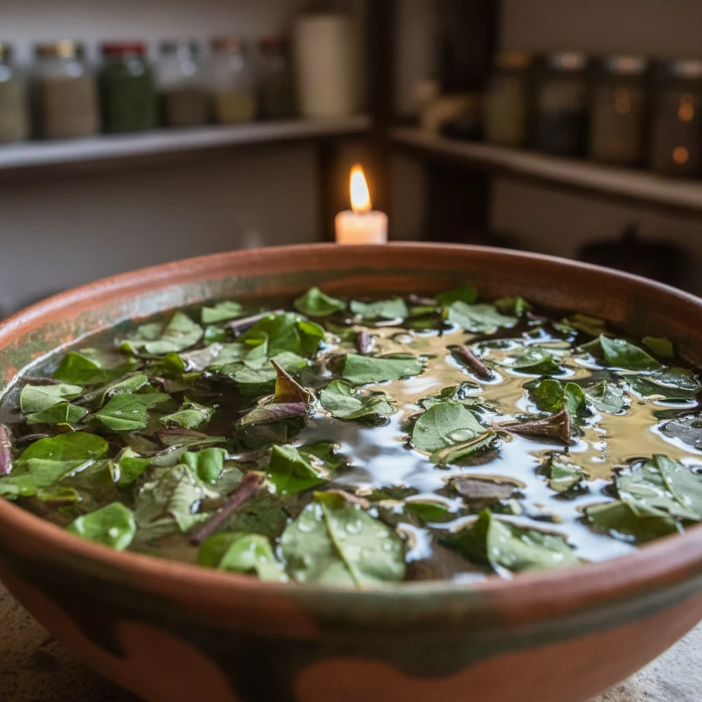 Preparo do Banho Sagrado - Pinhão-Roxo / Pinhão-Paraguaio (Jatropha gossypiifolia)