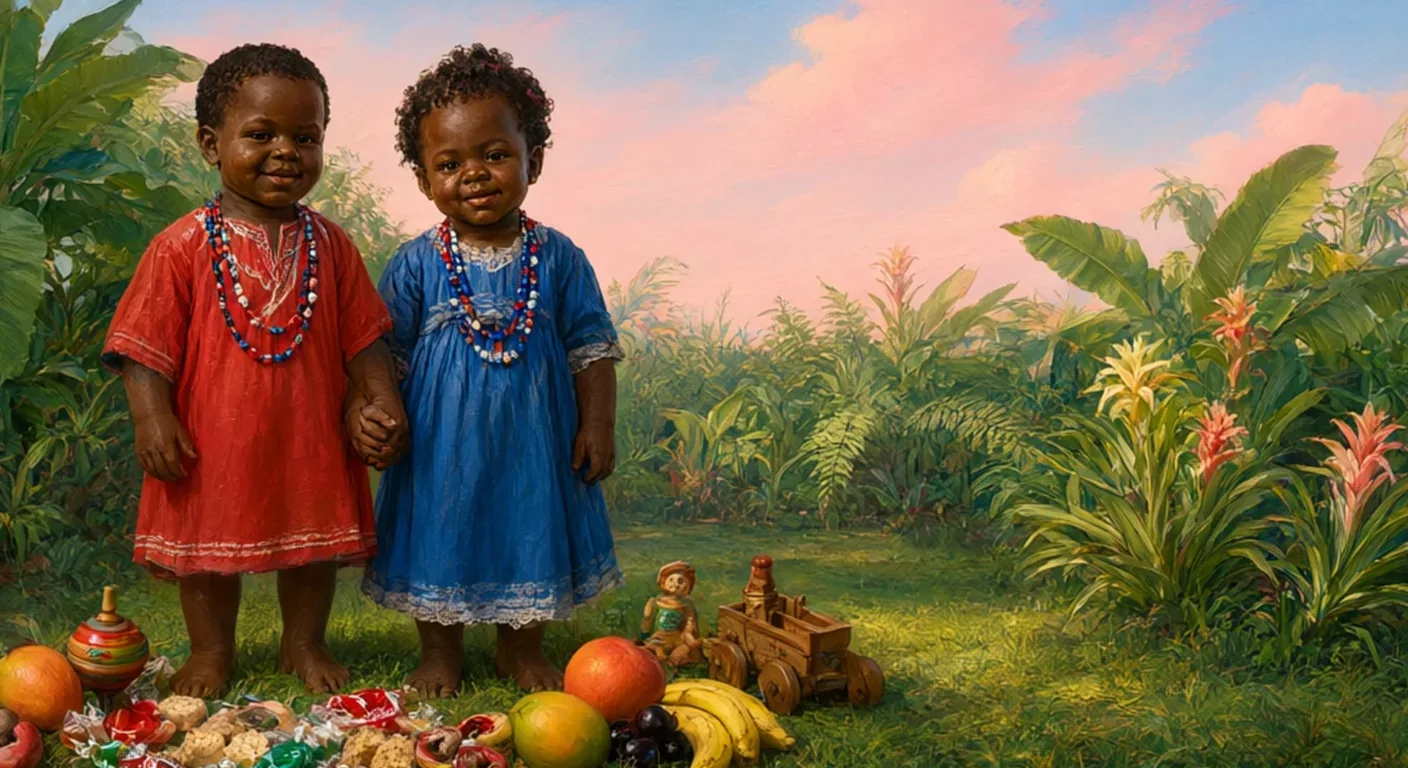Illustration of Ibeji, twin orixás of childhood and joy