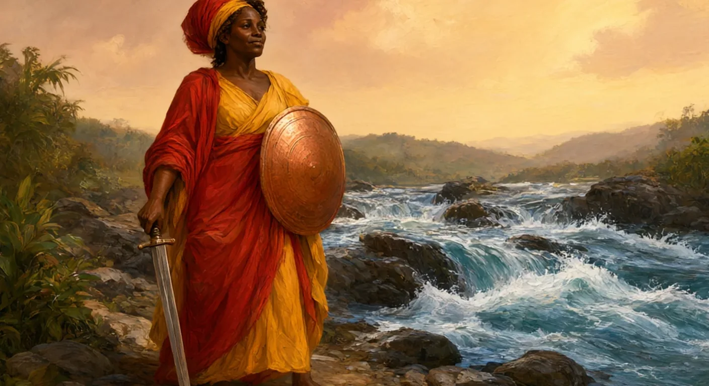Illustration of Obá, warrior orixá of the turbulent waters