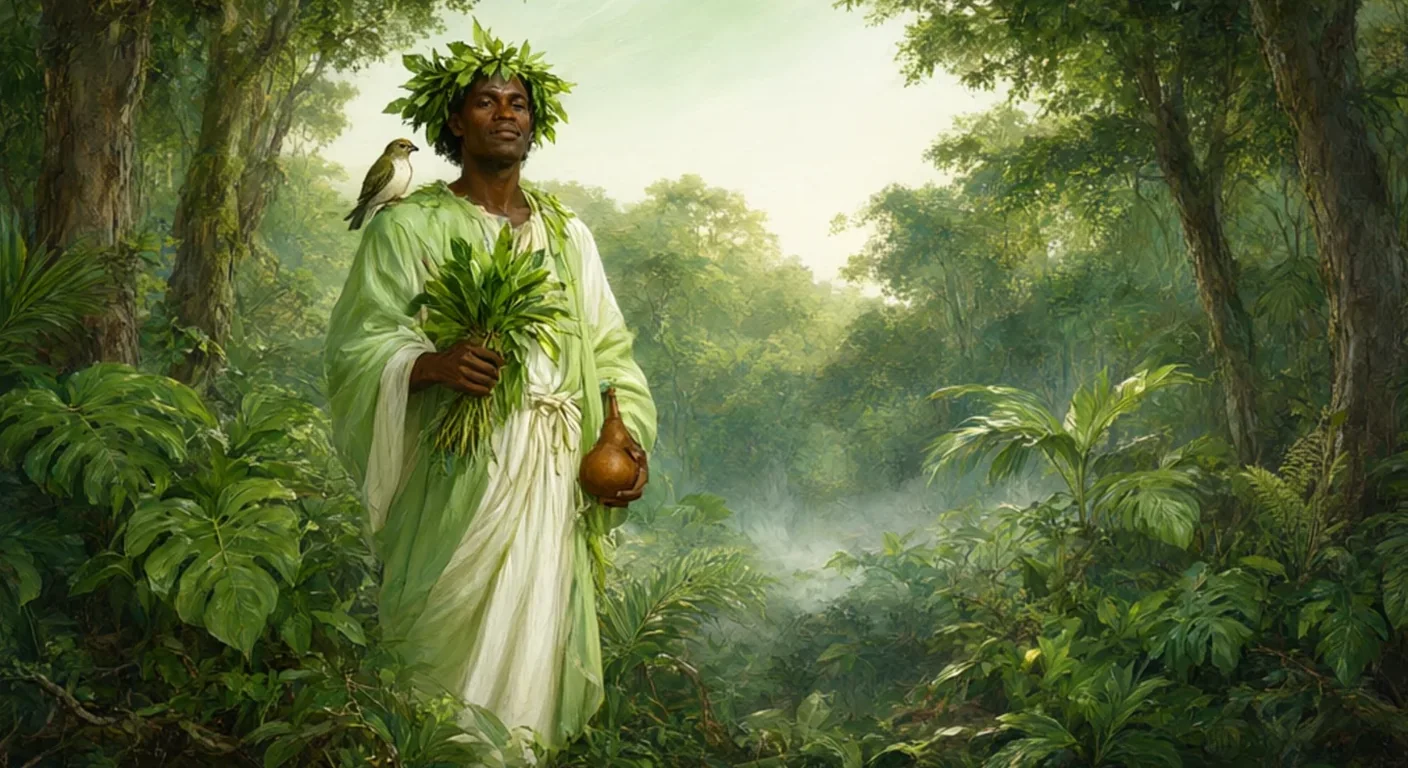 Illustration of Ossaim, orixá owner of the leaves and the herbs